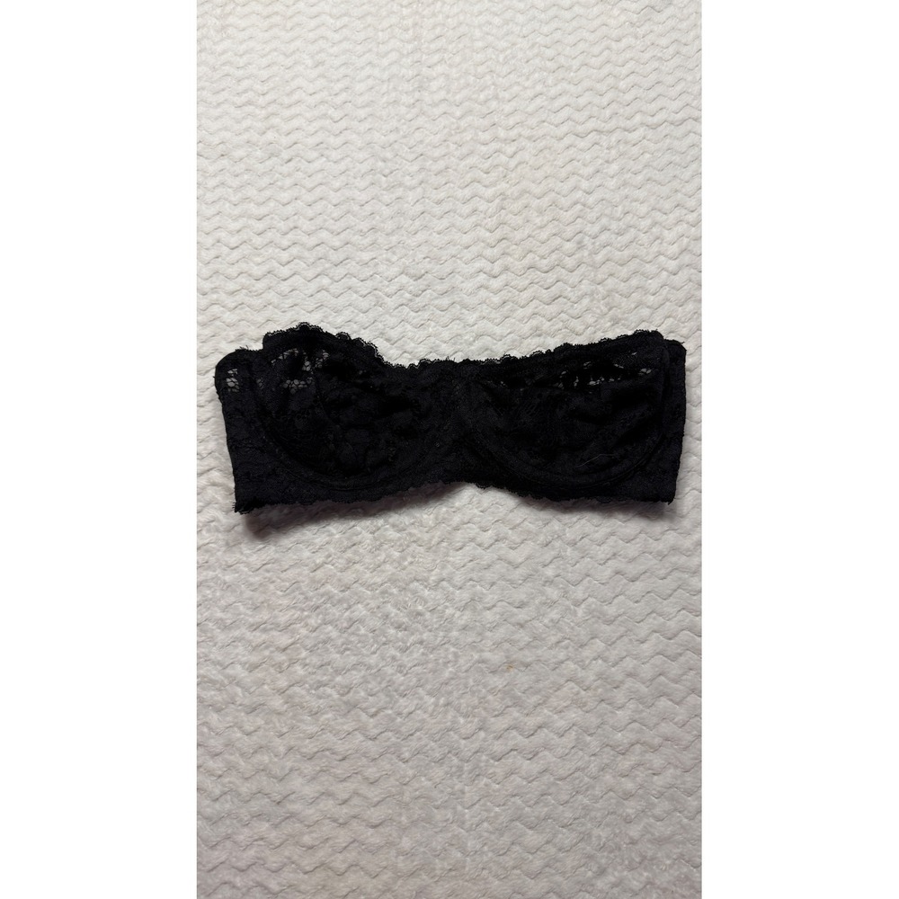 Intimately Free People Black Lace Strapless Underwire Bandeau Bra 36D